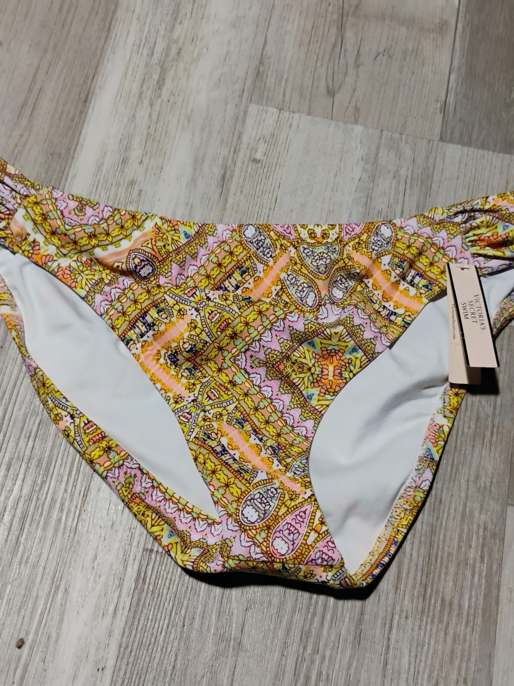 PINK Victoria's Secret Yellow Paisley One-Piece Bottoms